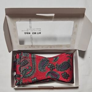 NEW Dan Smith Bow Tie in Gift Box Red Green Purple Paisley Handmade